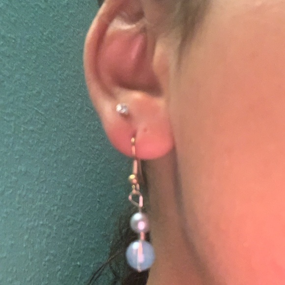 Silver disco ball earrings - Picture 2 of 2